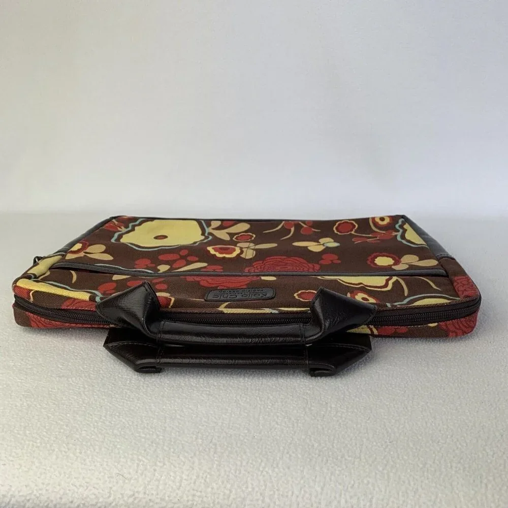 Kailo Chic Collection Slim Brief Notebook Laptop Carrying Case Brown Floral